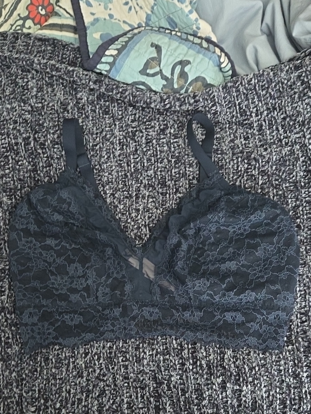 Victoria's Secret Navy Blue Lace Bralette with Scalloped Trim